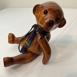 Wooden Teddy Bear 9” - Handcrafted Jointed Articulating Limbs & Head
